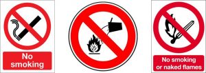 examples of fire safety prohibition signs