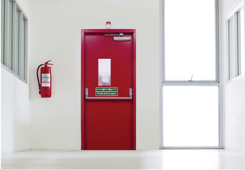 fire door in office hallway