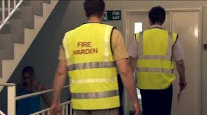 fire wardens in office stairwell