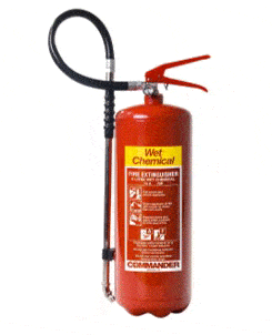 wet chemical extinguisher - yellow label - fire extinguisher types