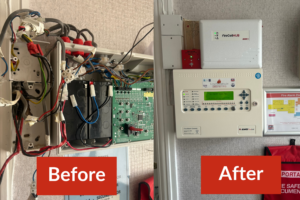 Before and After of a wireless fire alarm upgrade