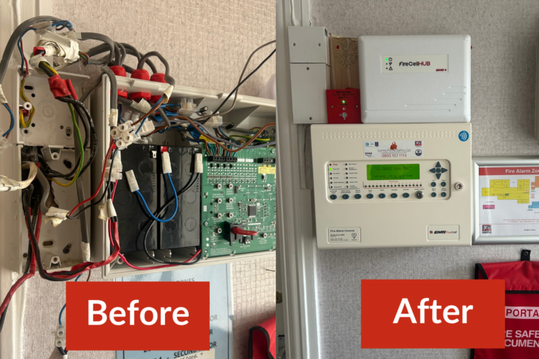 Before and After of a wireless fire alarm upgrade
