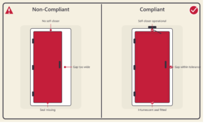 Colmpiant fire door vs. non-compliant fire door - a simple comparison
