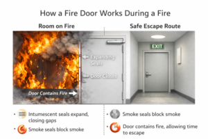 How do fire doors work during fire