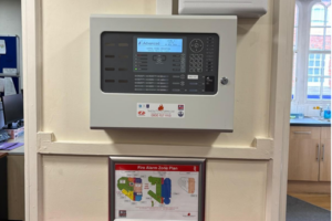 Image of the main alarm panel installed at Wokingham Town Hall