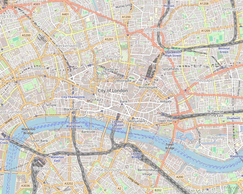 Open Street Map - Image of the City of London