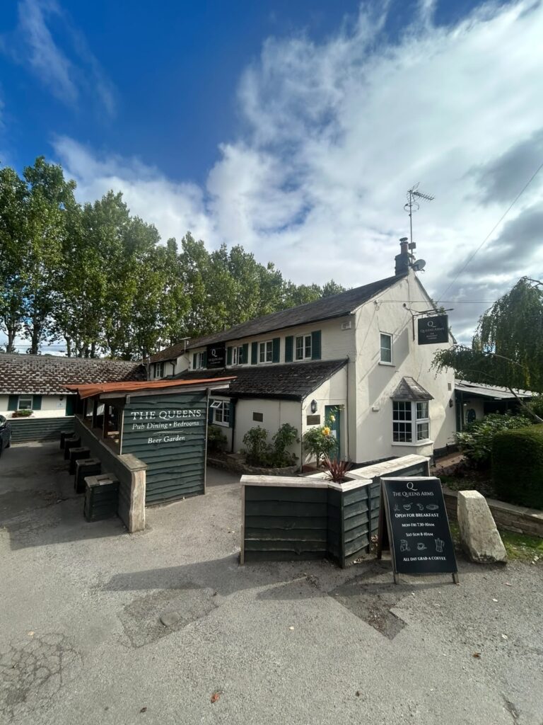 Outside of the Queens Arms pub.
